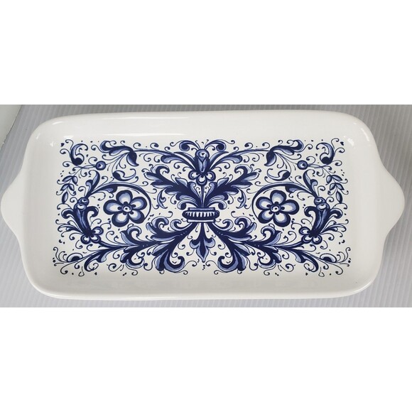 Nova Deruta Serving Snack Appetizer Plate Tray 12.25” Italian Arabesco Floral - Picture 2 of 9